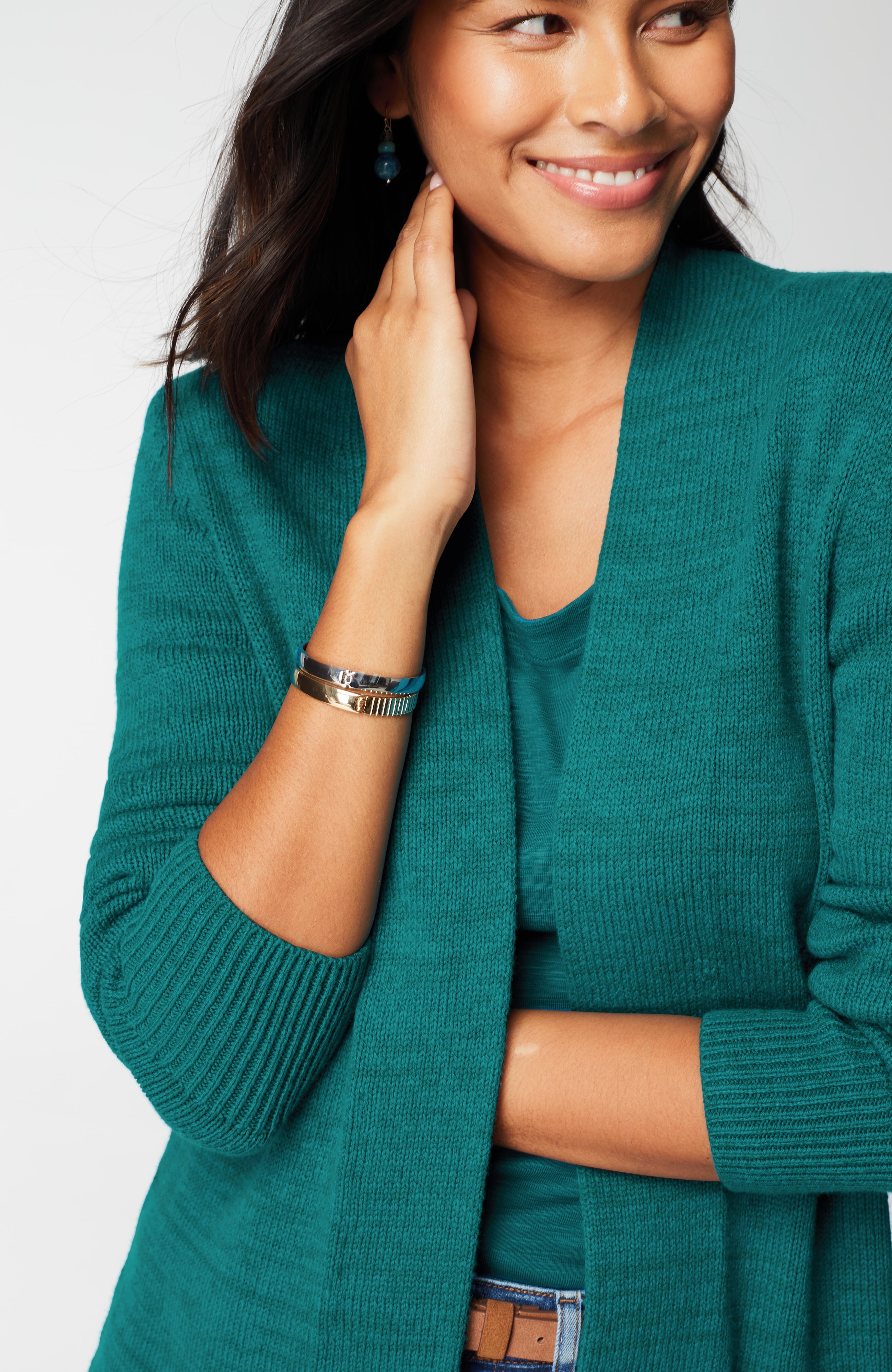 Open-Front Shawl-Collar Cardi