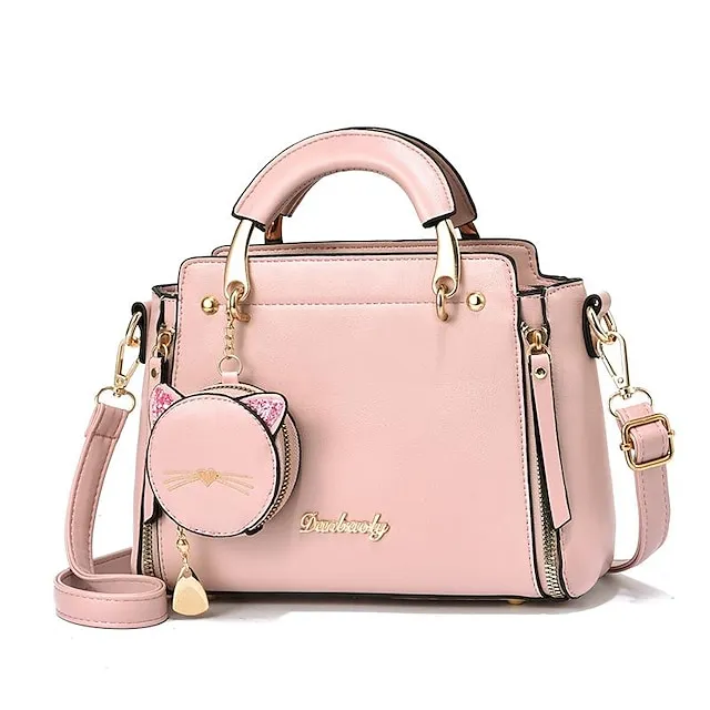 Women's Handbag PU Leather Office Daily Waterproof Durable Black White Pink