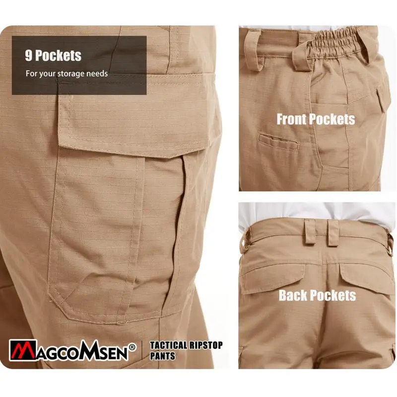 Men's Tactical Cargo Pants – 9 Pockets, Ripstop, Water-Repellent