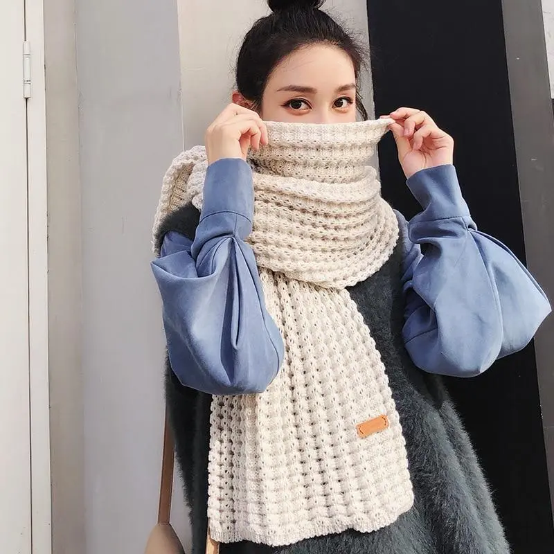 New Winter Knitted Scarf Fashion Women Warm Pashmina  Thickened Wool Scarf