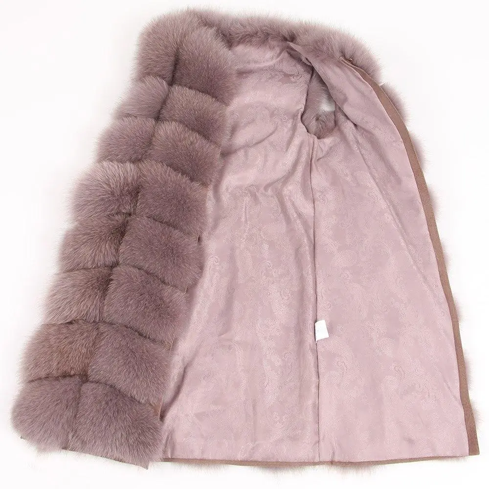 🔥Black Friday Sale🔥 100% Fox Fur Vest Women Real Natural Whole Fox Fur Coat 90CM Long Winter Fur Waistcoat Plus