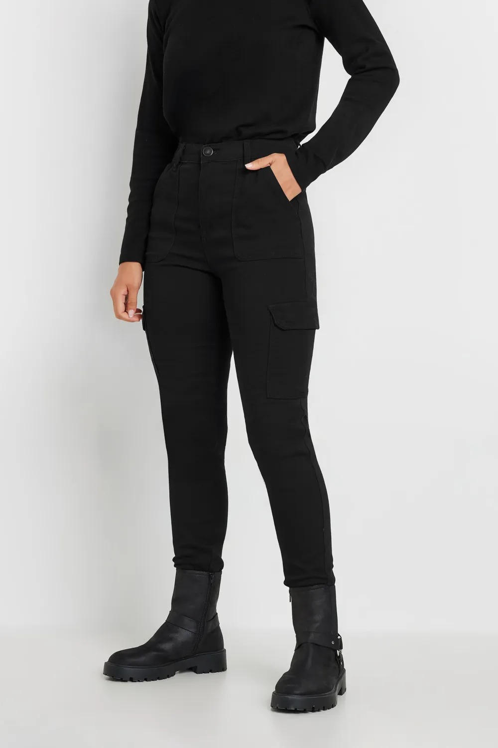 LTS Tall Black Cargo Skinny Jeans