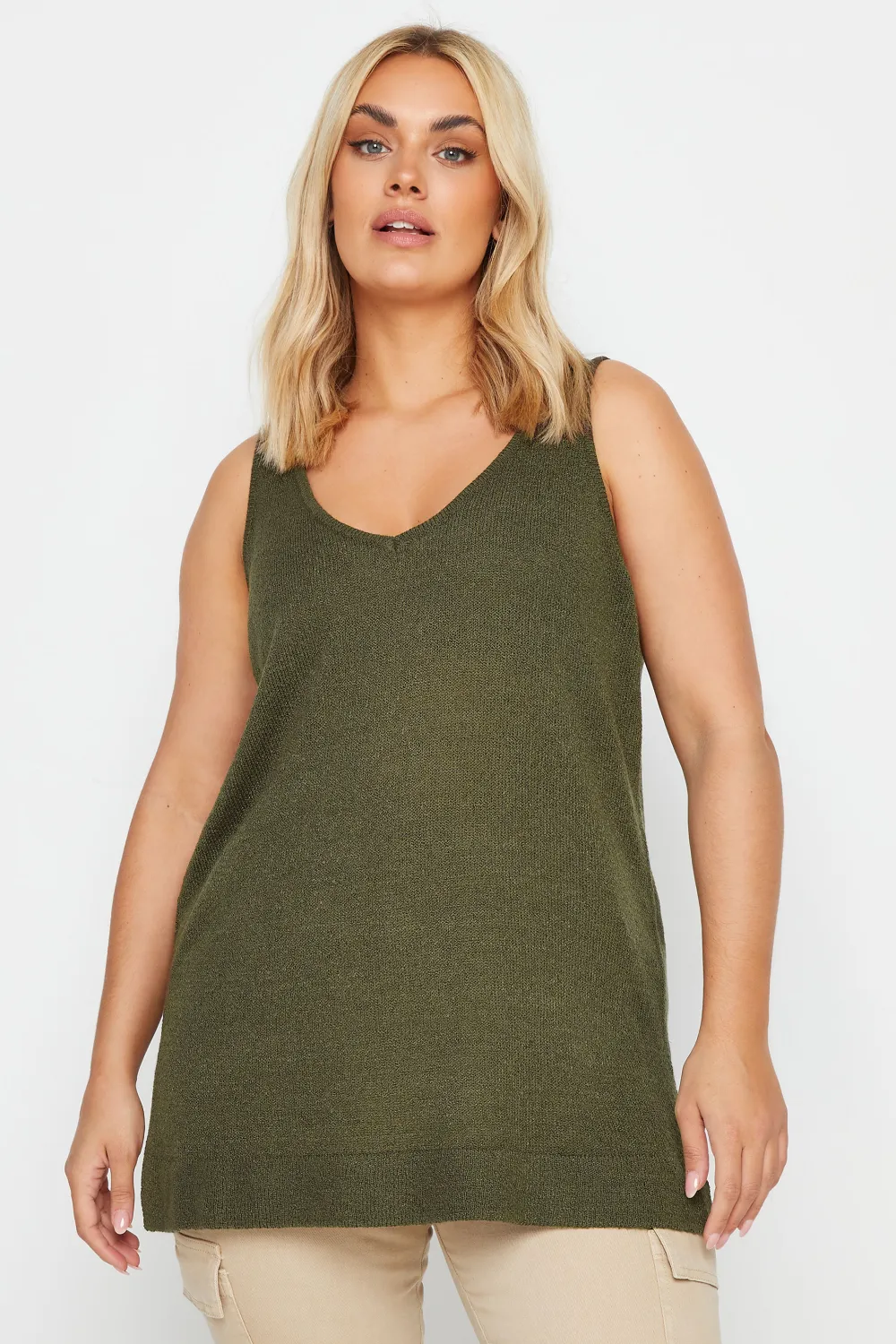 YOURS Curve Black Knitted Vest Top