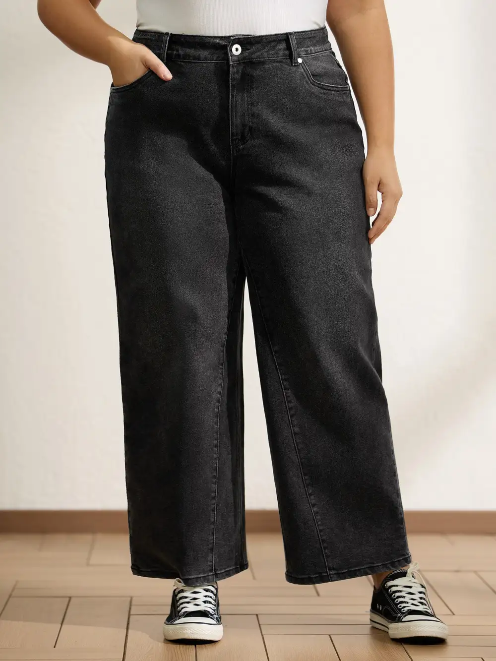 Vintage Wash Stretchy Straight-Leg Jeans