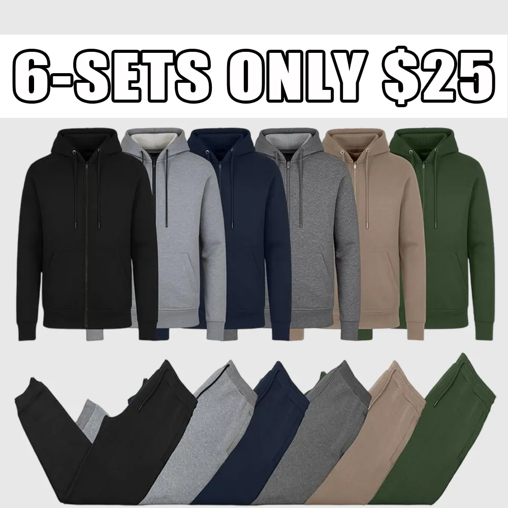 Men’s Multi Pack Fleece Zip Hoodie & Jogger Sets