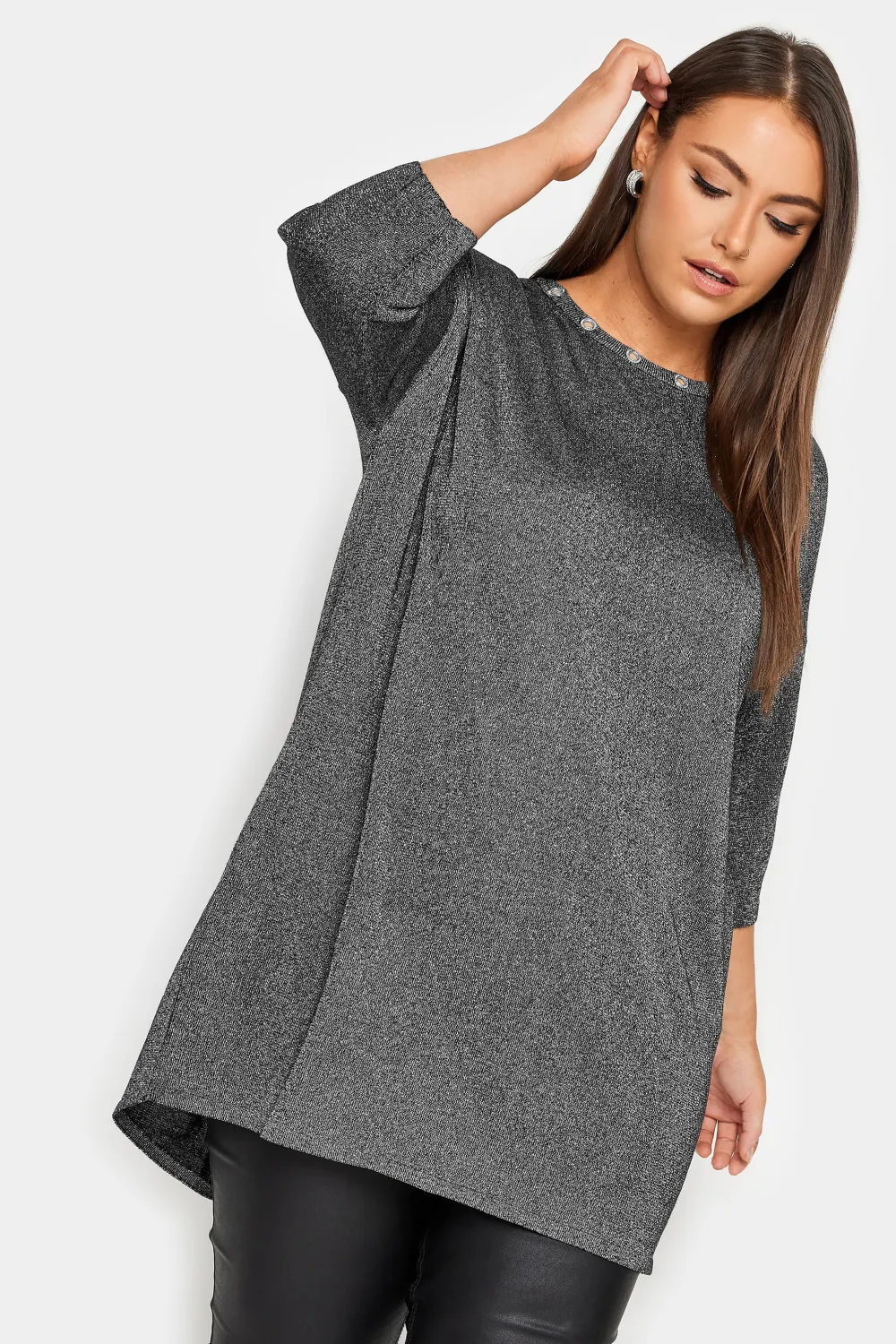 YOURS Curve Purple Metallic Eyelet Jumper