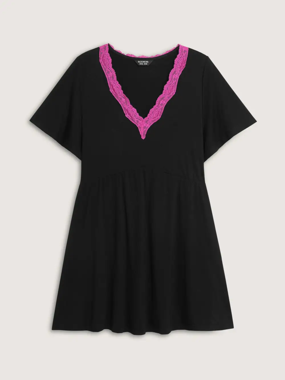 Lace High-Waist Flutter Sleeve Sleep Dress