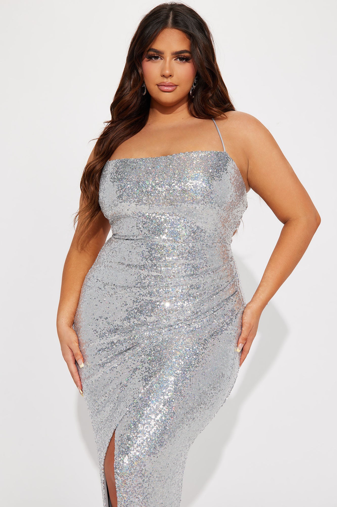 Janelle Sequin Maxi Dress - Silver