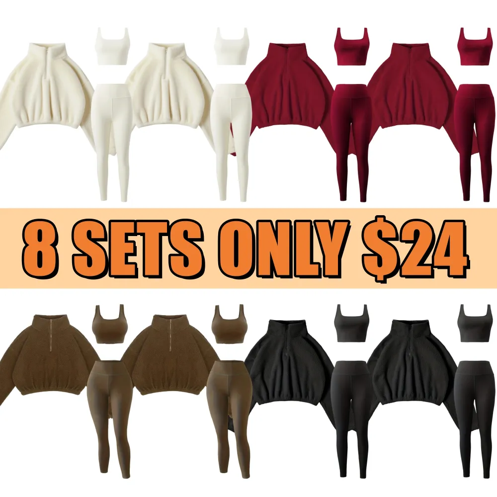 Women's 3-Piece Workout Set (Half-Zip Top, Bra, Yoga Pants)