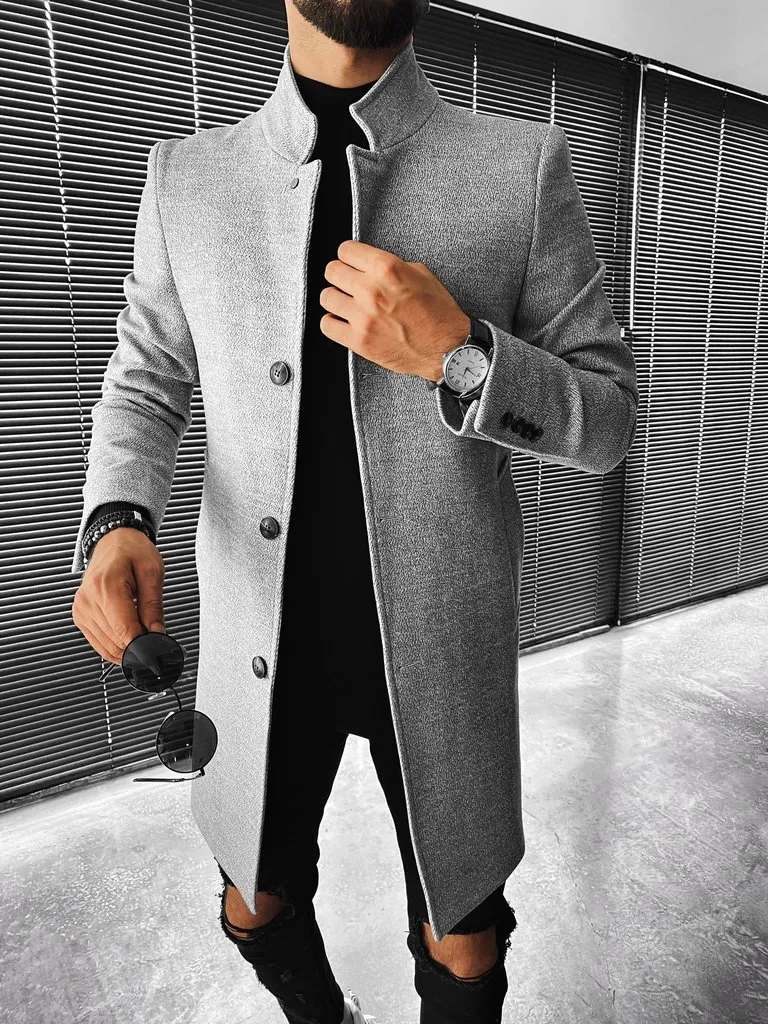 Single-breasted Stand-collar Coat