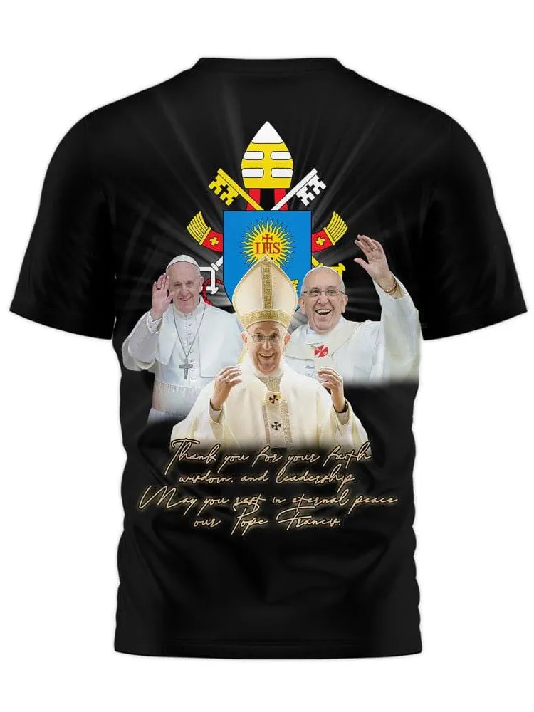 Men's Thank You For Your Faith Print Short Sleeve Round Neck Cotton T-Shirt