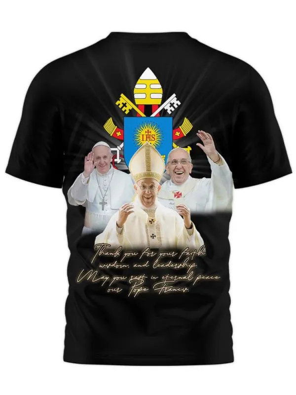 Men's Thank You For Your Faith Print Short Sleeve Round Neck Cotton T-Shirt