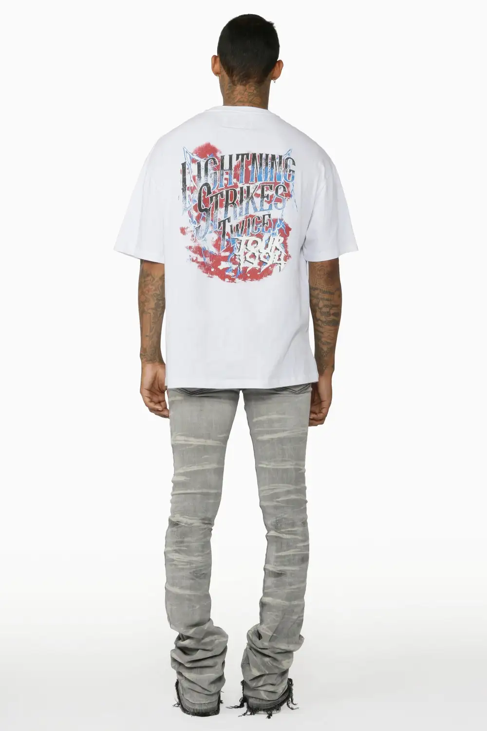 Sniper Light Grey Super Stacked Flare Jean