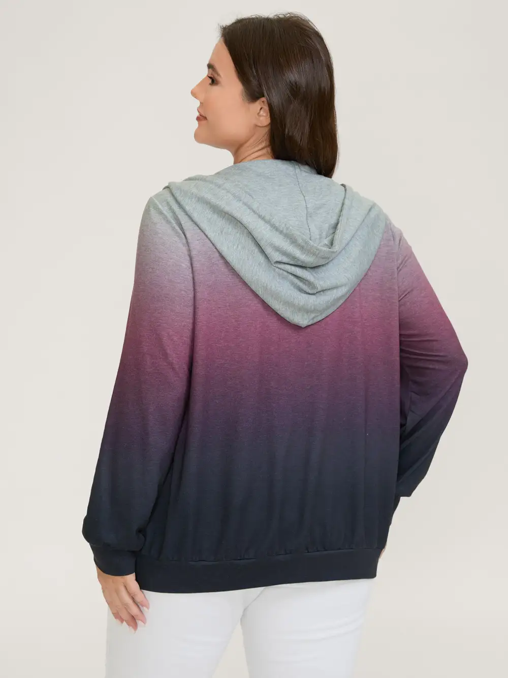 Ombre Gradient Zipper Front Jacket