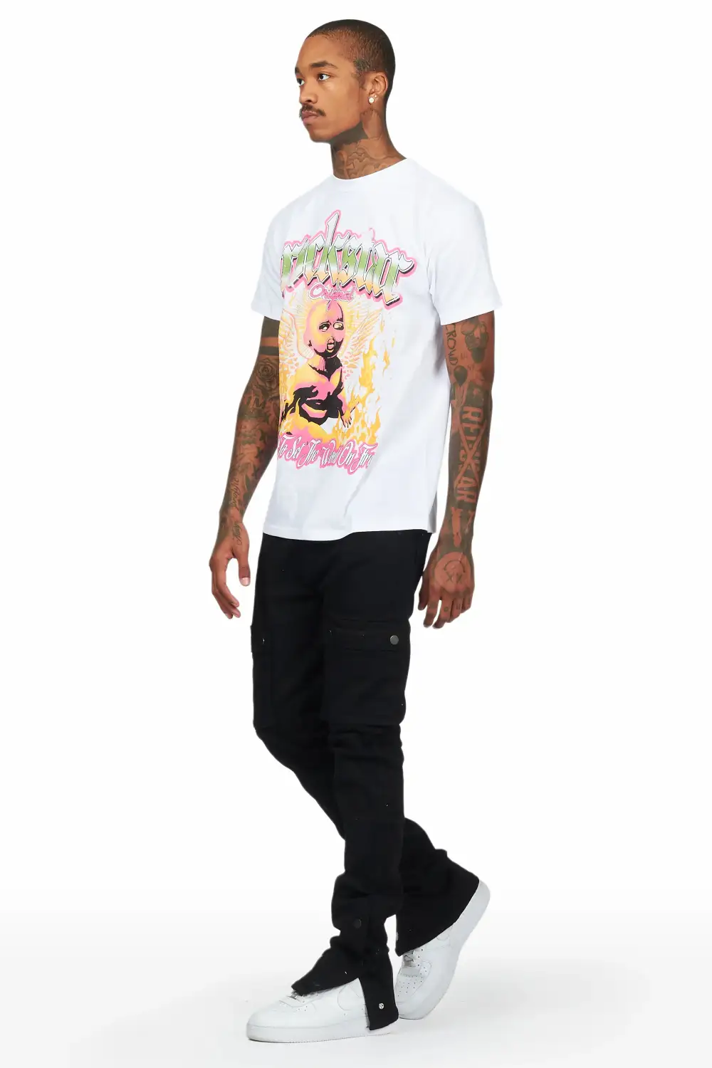 Waage Black Cargo Stacked Flare Jean