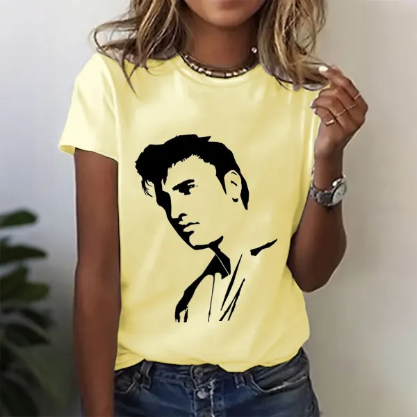 Women's Character Print Short Sleeve Round Neck Cotton T-Shirt