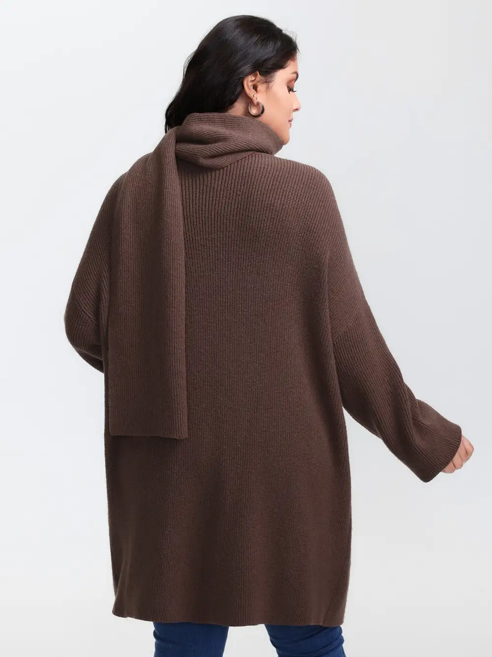 Textured Scarf Pockets Knit Cardigan