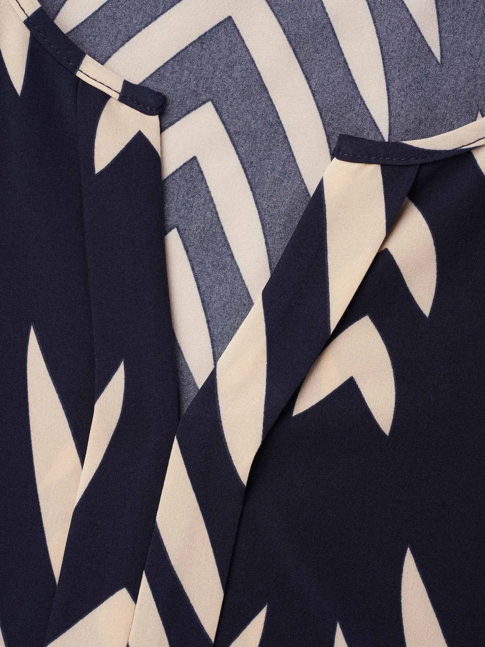 Geometric Print Ruffled Shirred Shirt