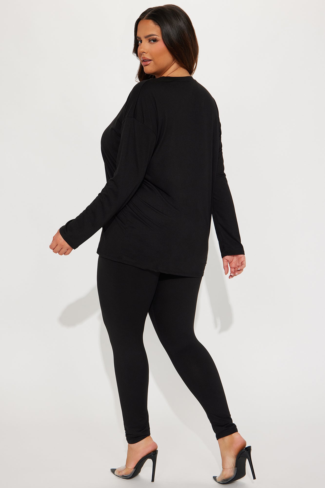 Weekend Vibes Long Sleeve Set - Black