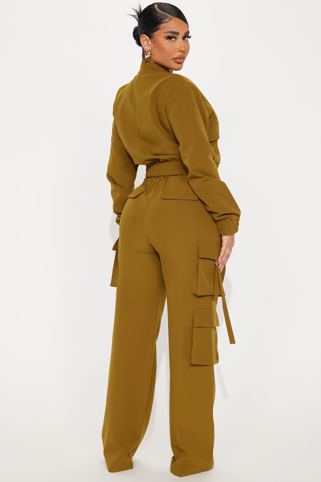 Caught Me Cargo Pant Set - Olive