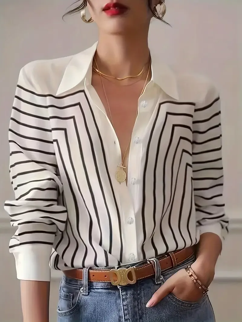Casual Long Sleeve Geo Print Shirt