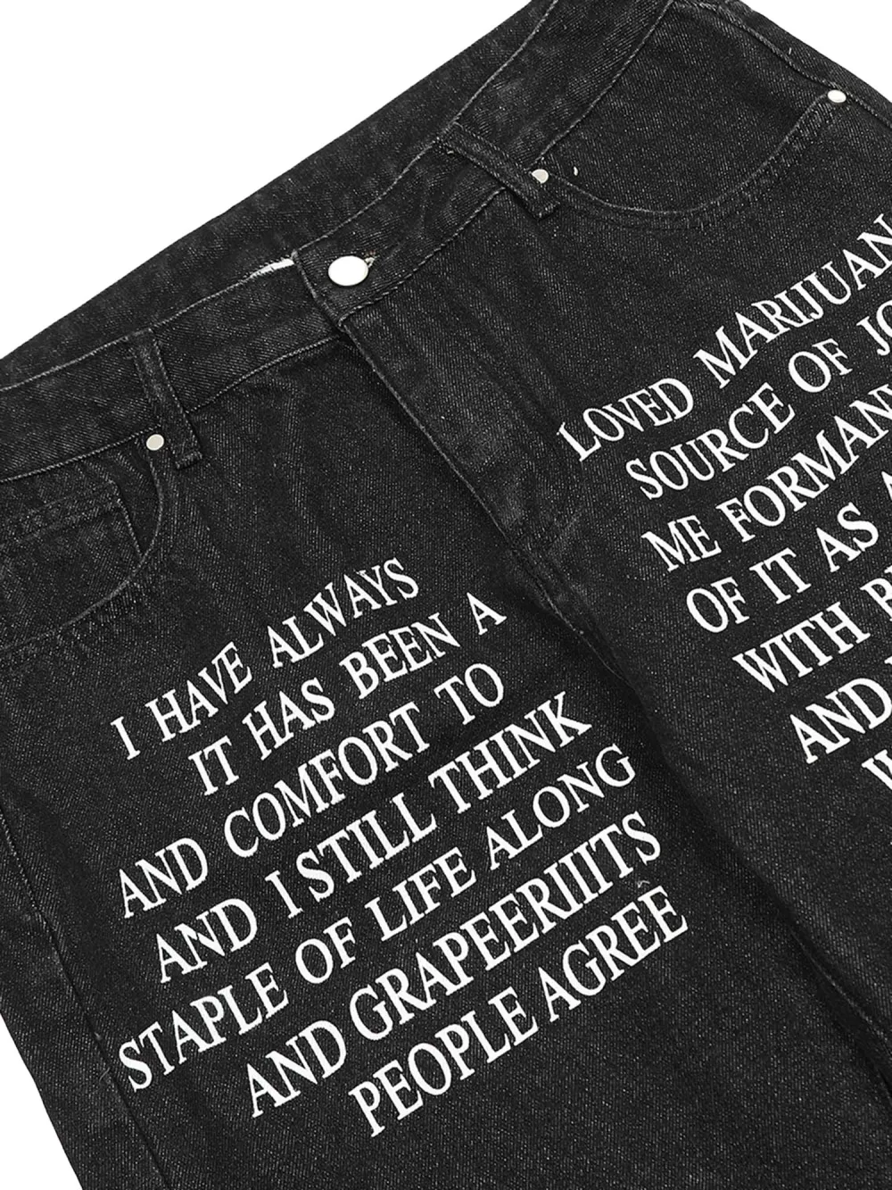 Letter Embroidery Hip-Hop Washed Jeans