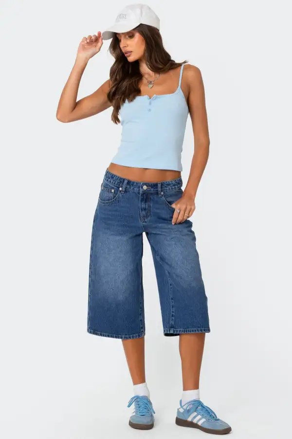 Ribbed Henley Tank Top