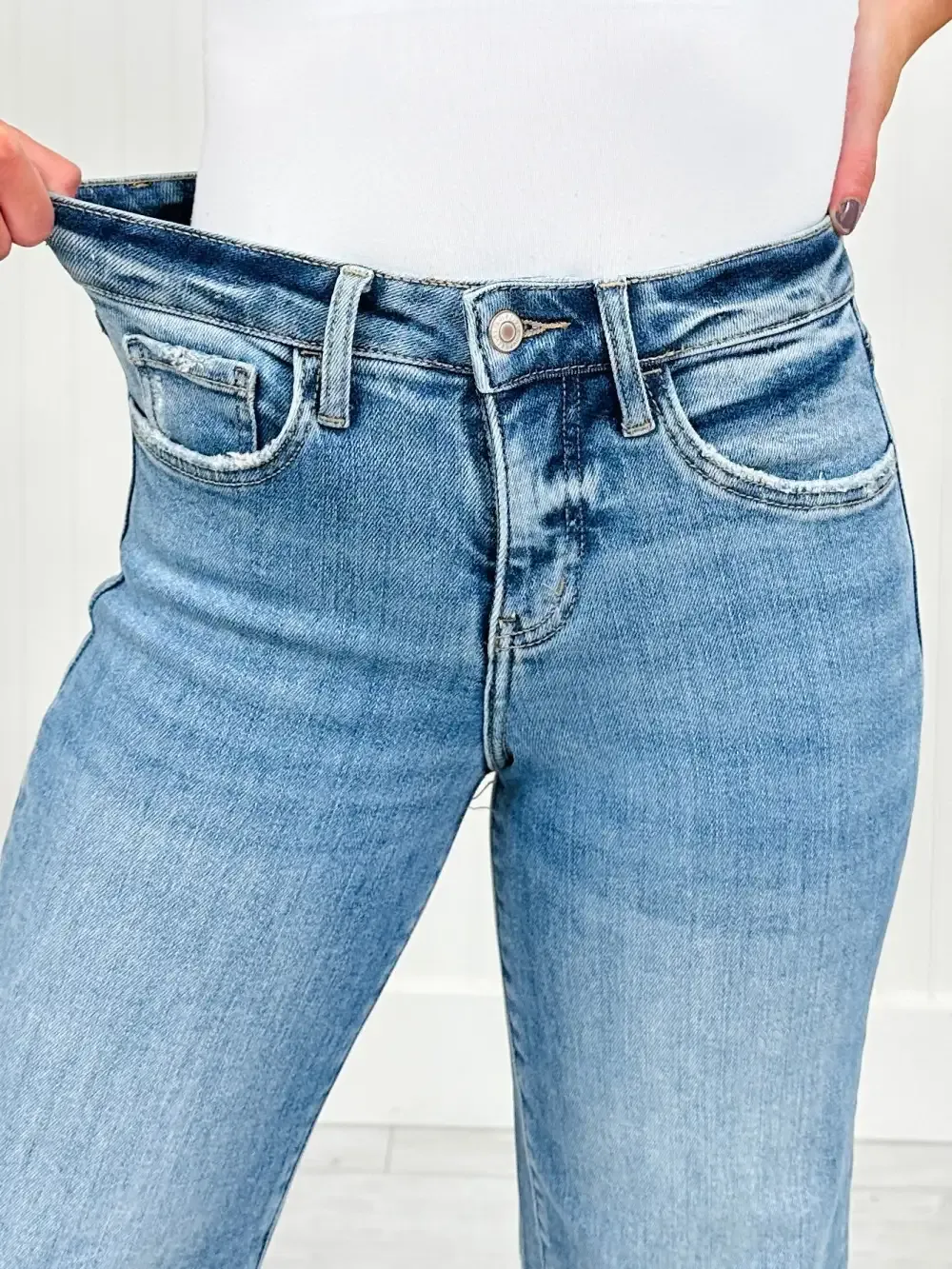 Met You In The Summer Tummy Control Wide Leg Cropped Jeans