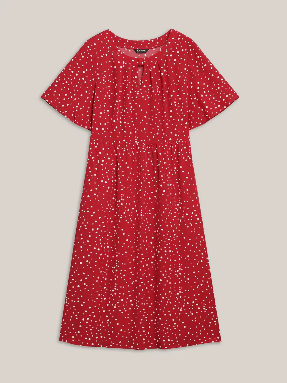 Polka Dots Print Cut-Out Flutter Sleeve Midi Dress