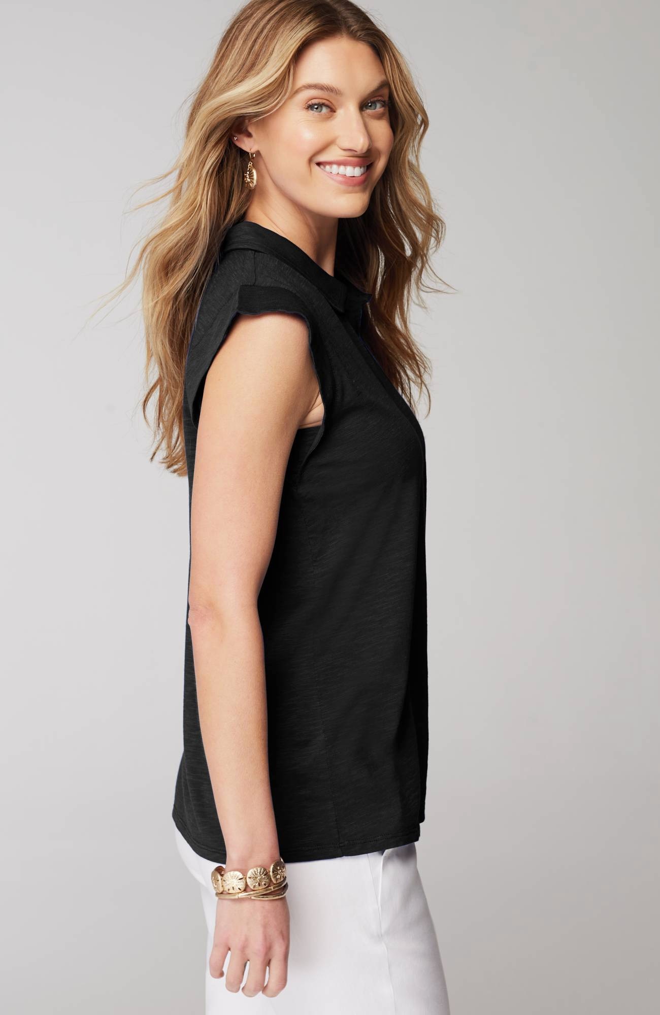 Sleeveless Button-Front Top