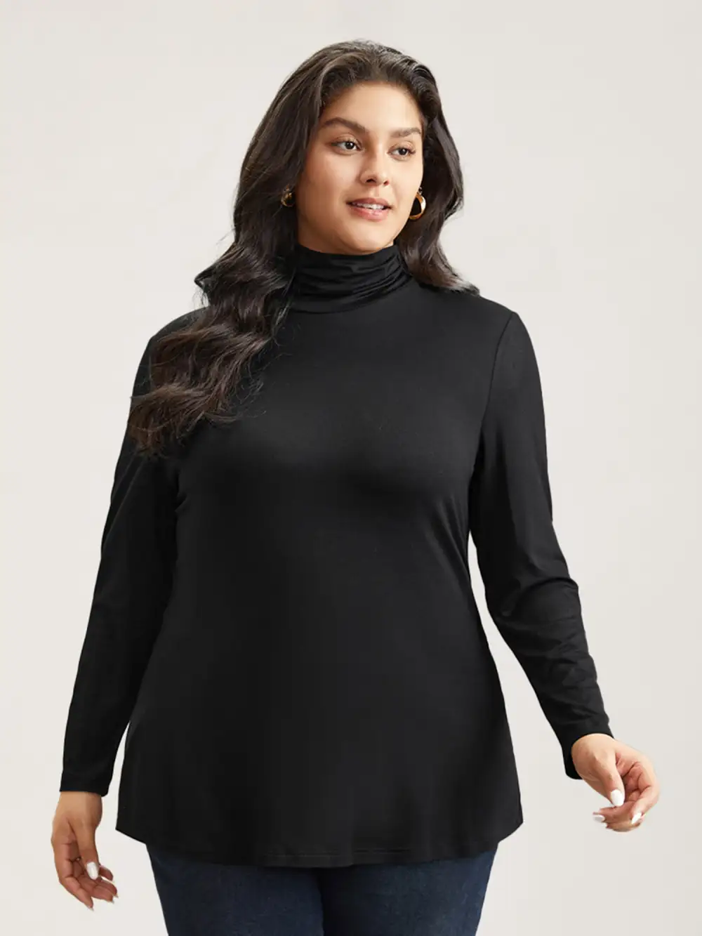 Supersoft Essentials Solid Funnel Neck Knit T-shirt