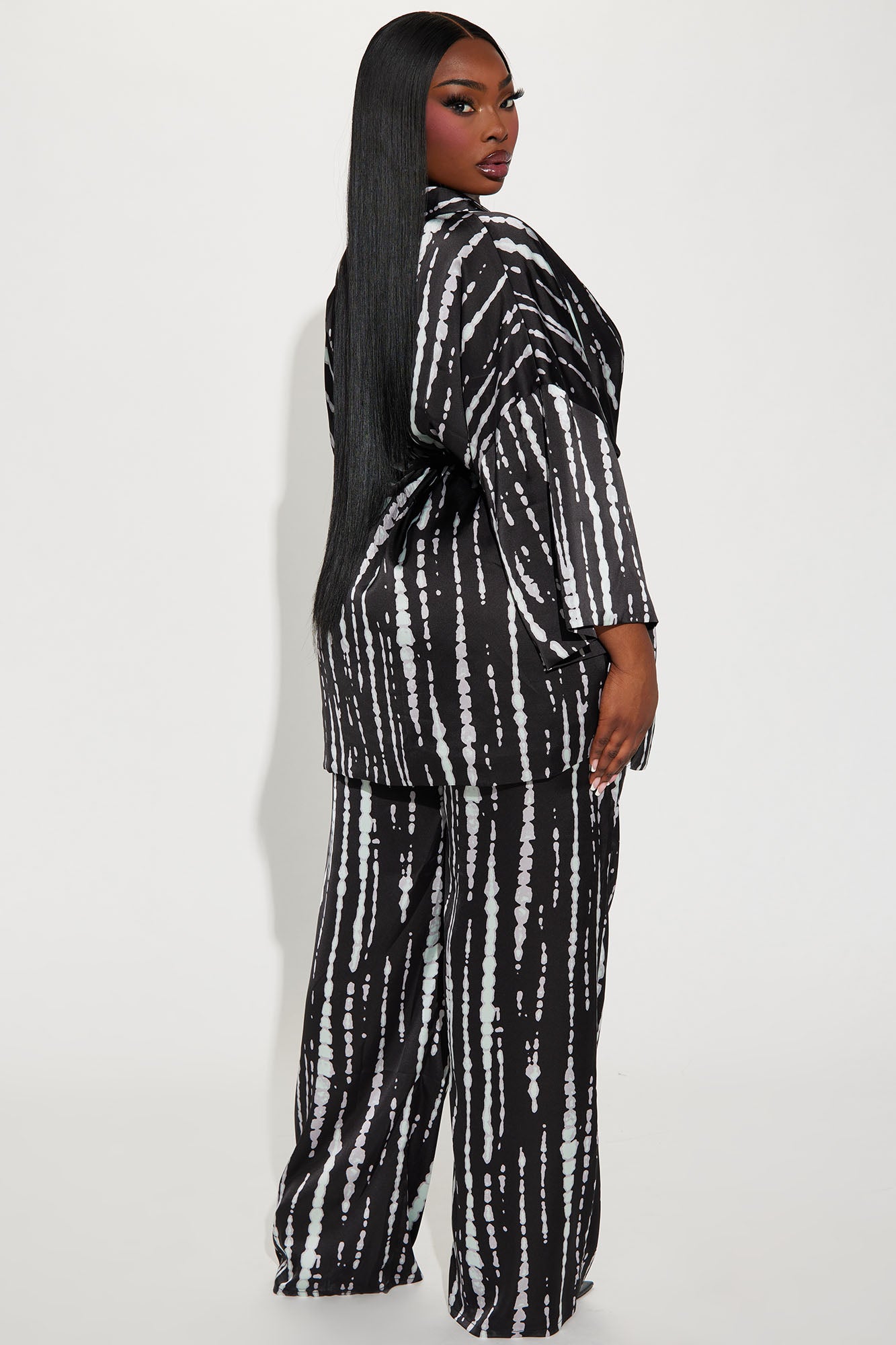 Jamie Satin Pant Set - Black/combo