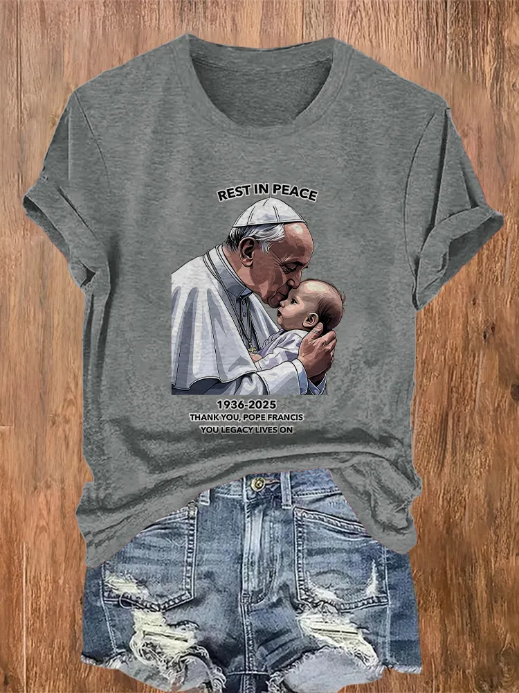 Women's Rest In Peace 1936-2025 Thank You Pf You Legacy Lives On Round Neck Short Sleeves Pure Cotton T-Shirt