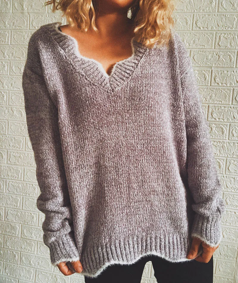 Wave Edge V-Neck Casual Sweater