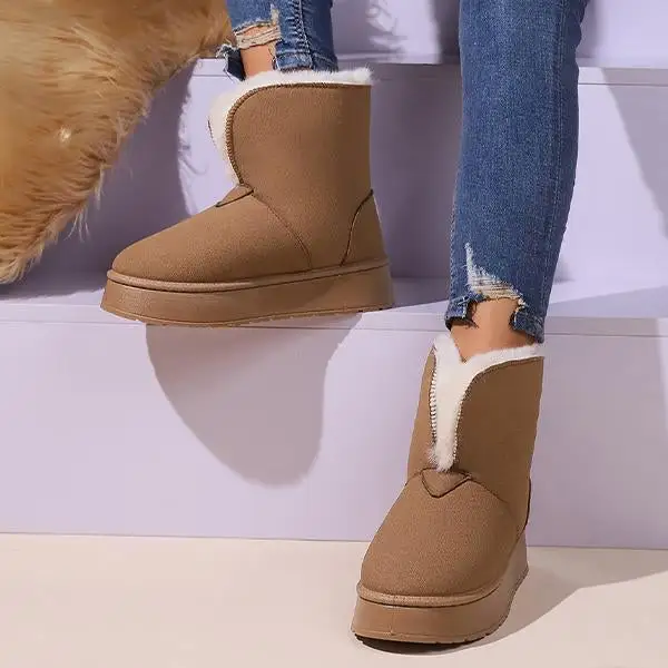 Women's Casual Plush Cuffed Thick-Soled Snow Boots 39973881S