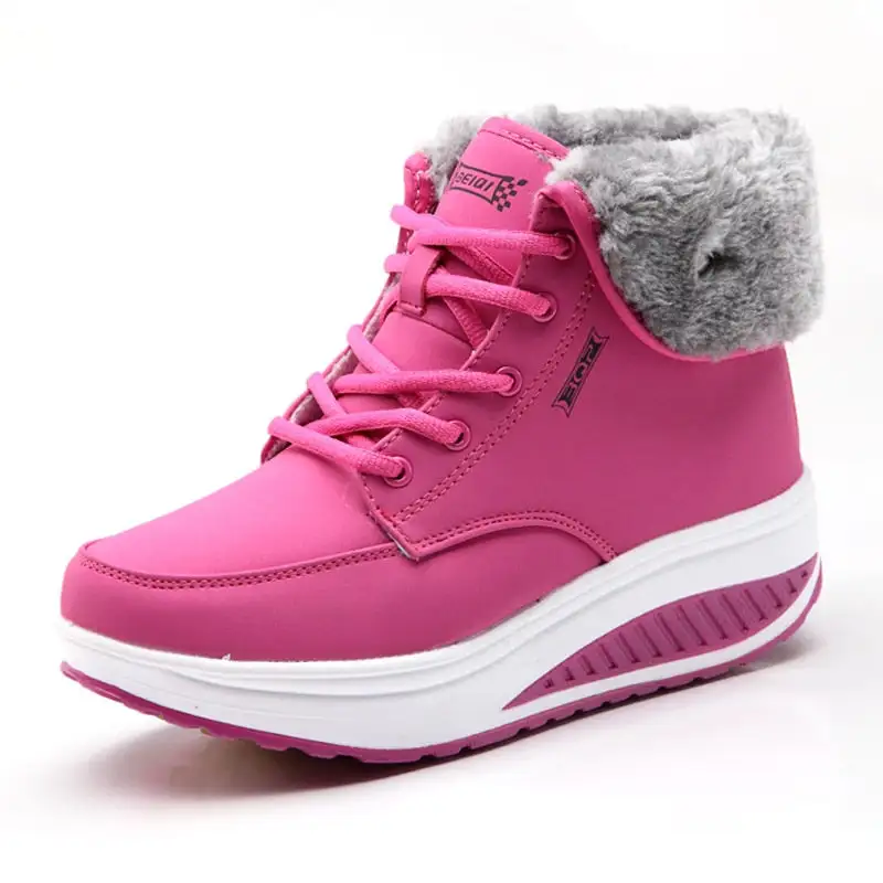 Cilool Plush Warm Winter Boots Women's Platform  Ankle Swing Shoes
