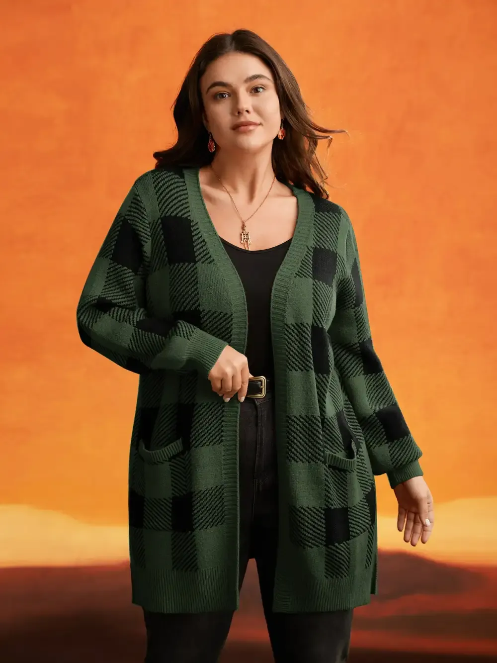 Supersoft Essentials Halloween Plaid Open Cardigan