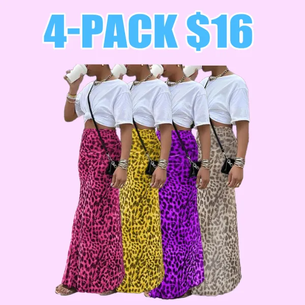 Women's Leopard Print High Waist Bodycon Skirt – Stylish Summer Casual Long Skirt
