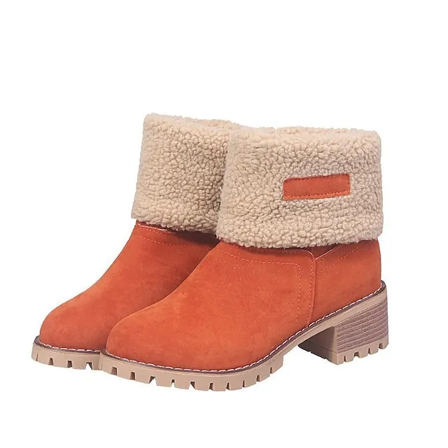 Women's Boots Snow Boots Plus Size Winter Boots Daily Fleece Lined Booties Ankle Boots Winter Pom-pom Chunky Heel Round Toe Fashion Casual Sweet Suede Faux Fur Loafer Solid Colored Black Red Orange