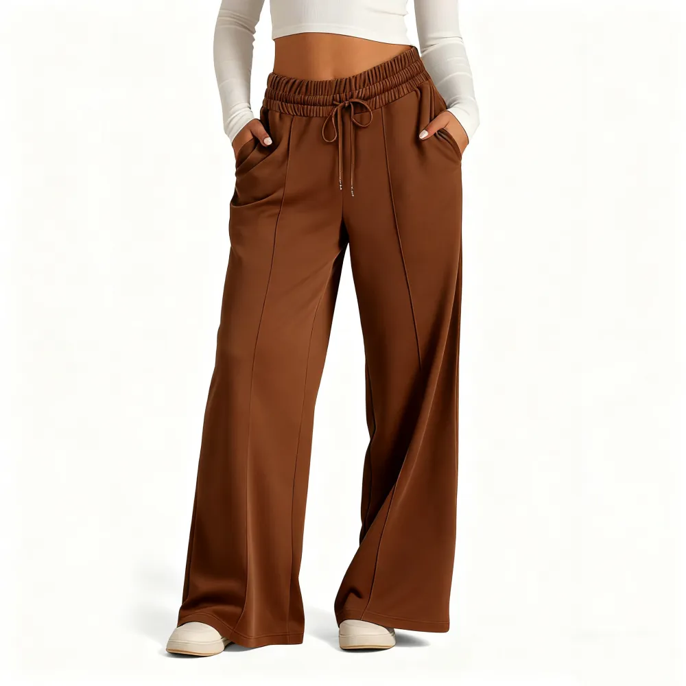 Women's Wide Leg Sweatpants Casual Loose Solid Color Pants Comfy Lounge Joggers Baggy Sweatpants Pockets
