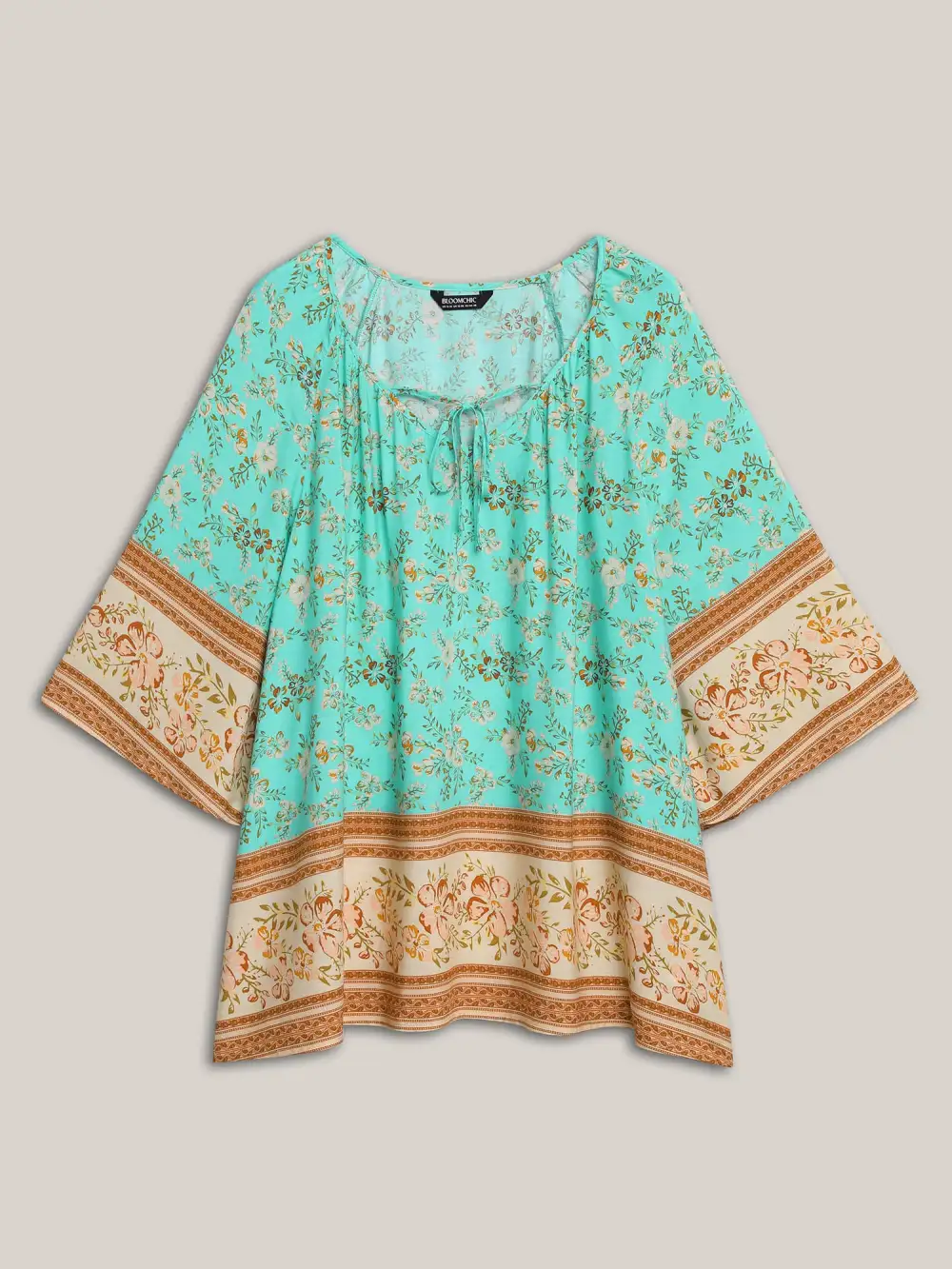 Boho Print Neck Ties Relaxed Fit Shirt