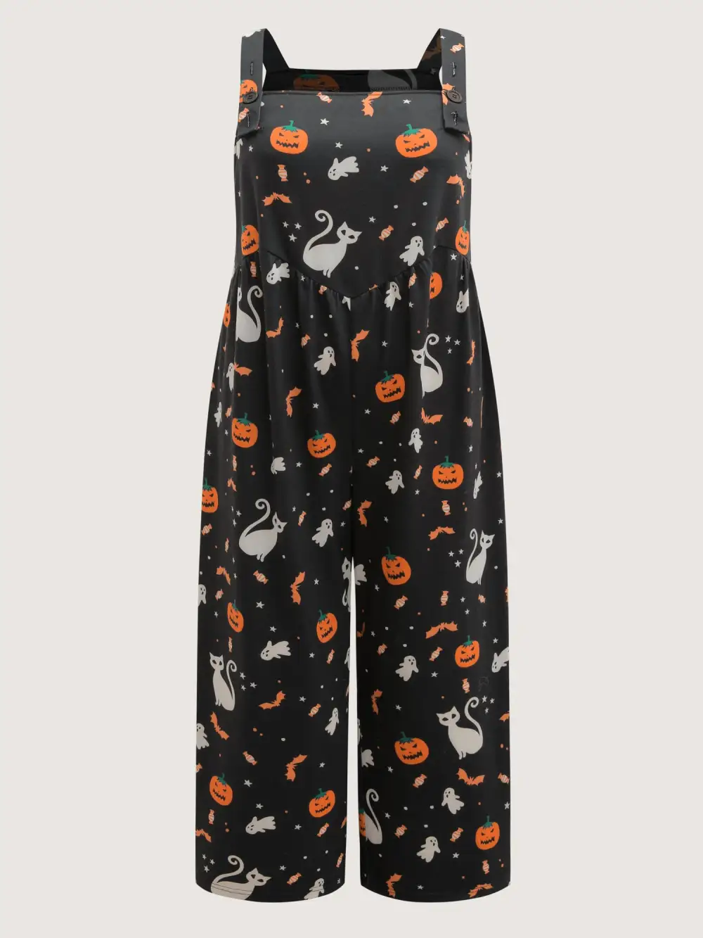 Halloween Elements Print Stretchy Waist Jumpsuit