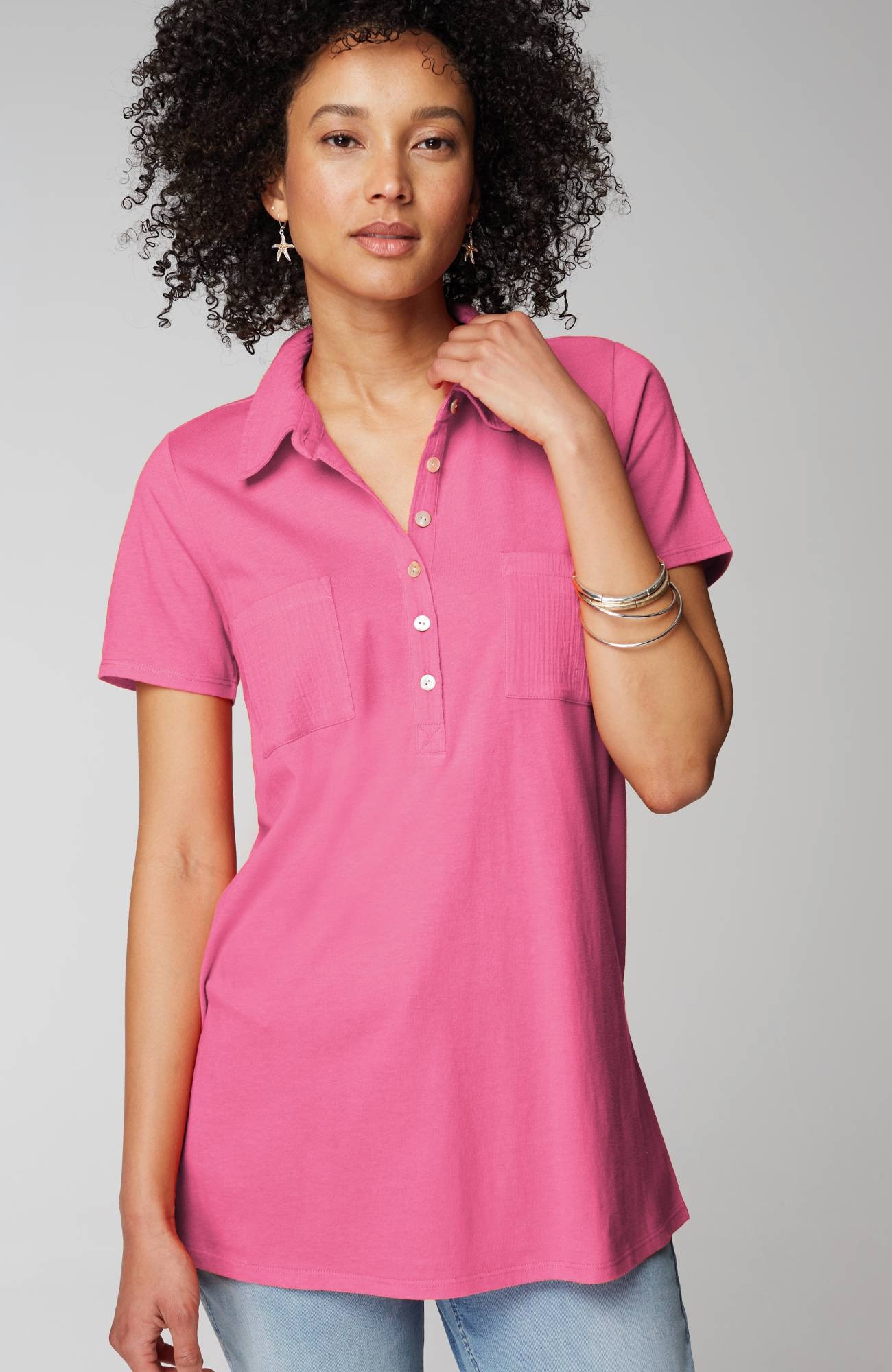 Cotton-Gauze Mixed-Media Tunic