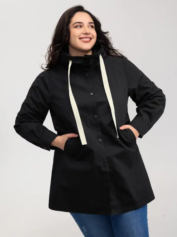 Contrast Pockets Button-Front Coat