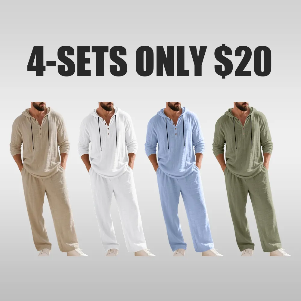 Men's Trendy Linen Hooded Two-Piece Set