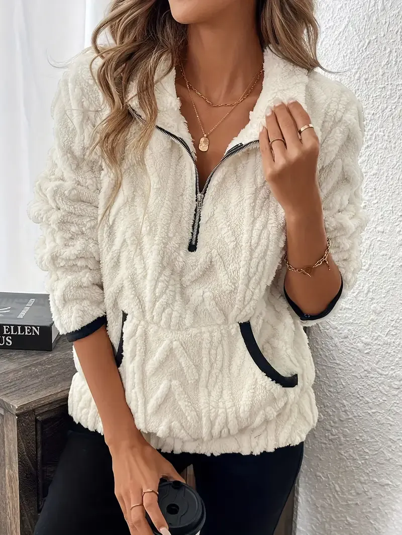 Women'S Fashion Fuzzy Sweatshirt, Polyester Knit Fabric,