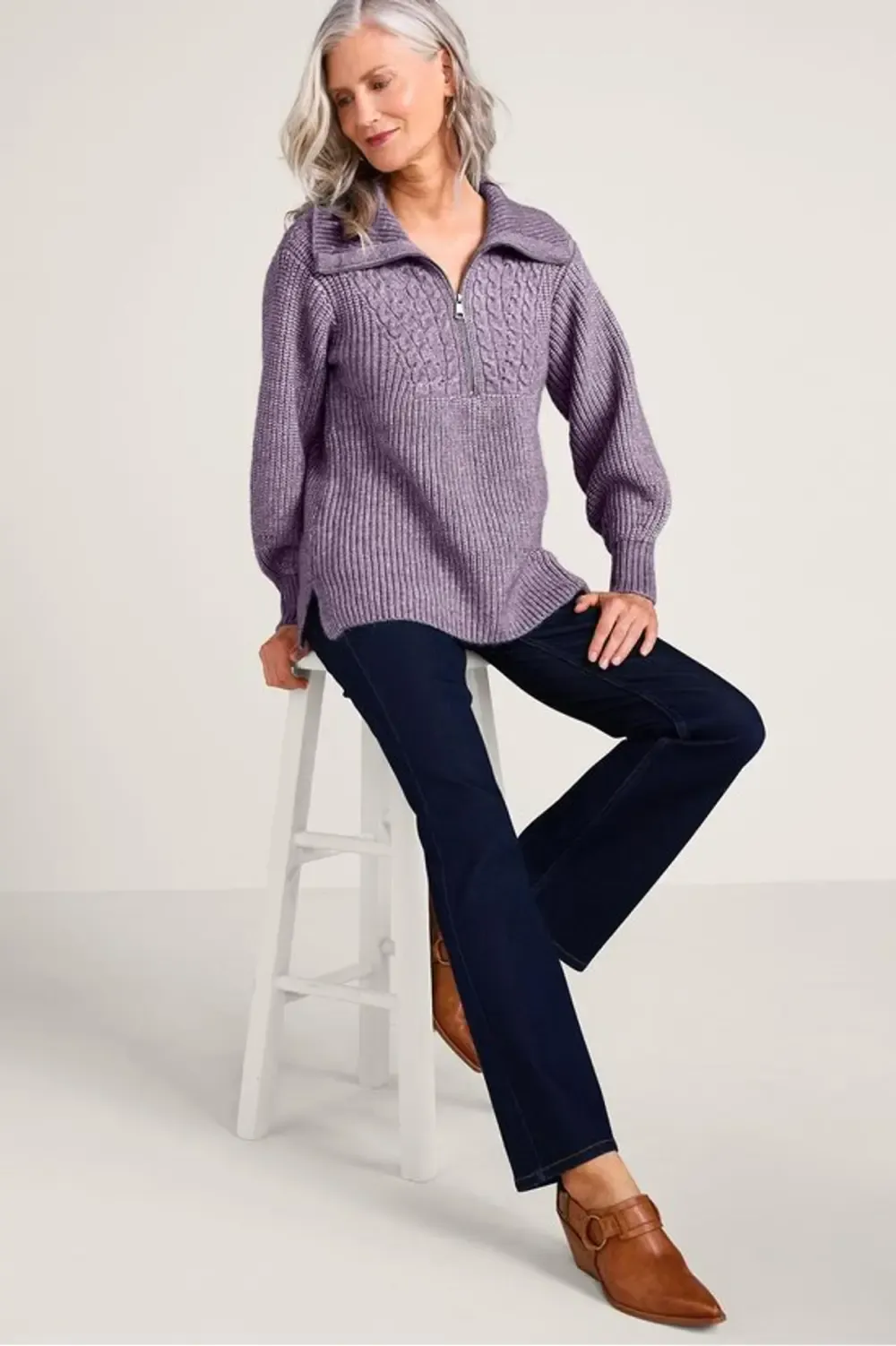 Half-Zip Cable Pullover Sweater