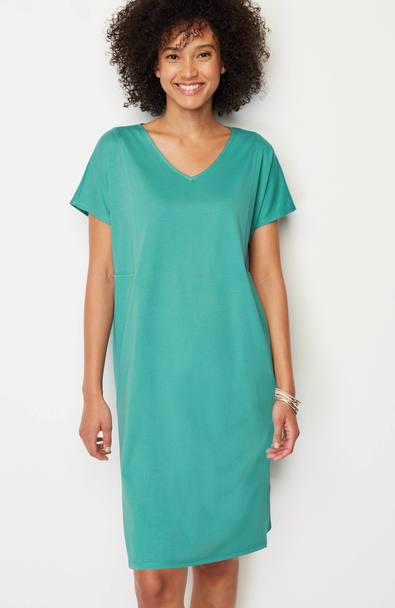 pure jill soft-v-neck t-shirt dress