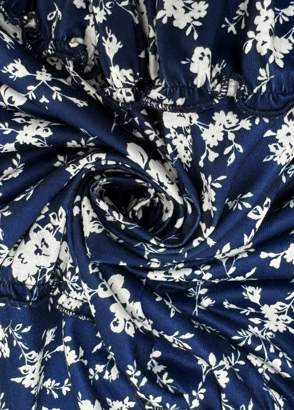 Navy Ditsy Floral Print Short Sleeve V Neck Dress
