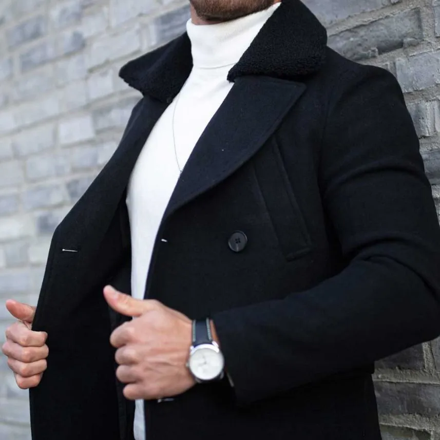 Bonucci Leather Coat Short Black